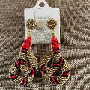Snake 🐍 Serpent Seed Beaded Pierced Earrings NWT